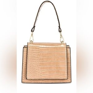 Olga Berg - Molli Croc Embossed Top Handle Bag in Natural